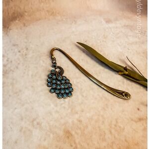 Brass and Jeweled Peacock Book Mark